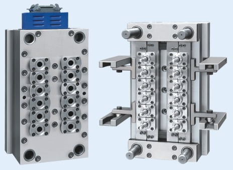 12 cavities pin-valve preform mould with hot runner