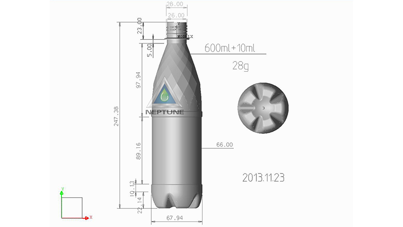 28gram preform design for 600ml water bottle