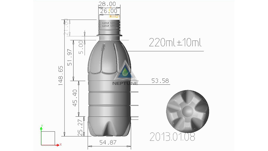 an 220ml water bottle design