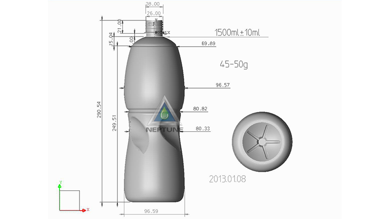 1500 ml water bottle design