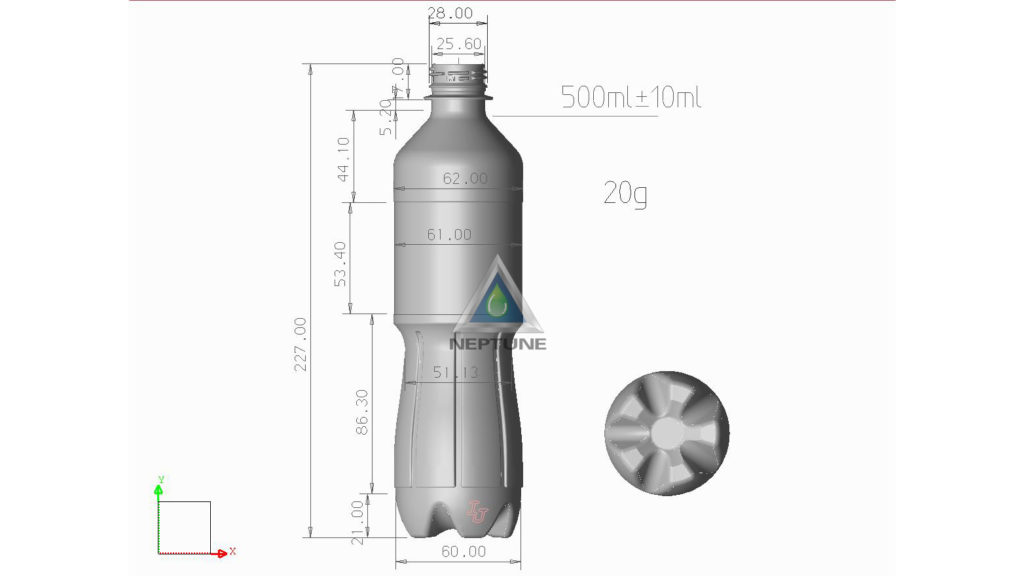 500ml water bottle or carbonated water bottle design which use 20gram pet preform